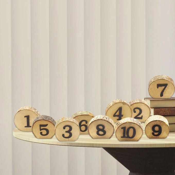 1-10 Houten tafelnummer Rustiek feest Bruiloft decoratie Nummerblokken voor bruiloft receptie en bruin