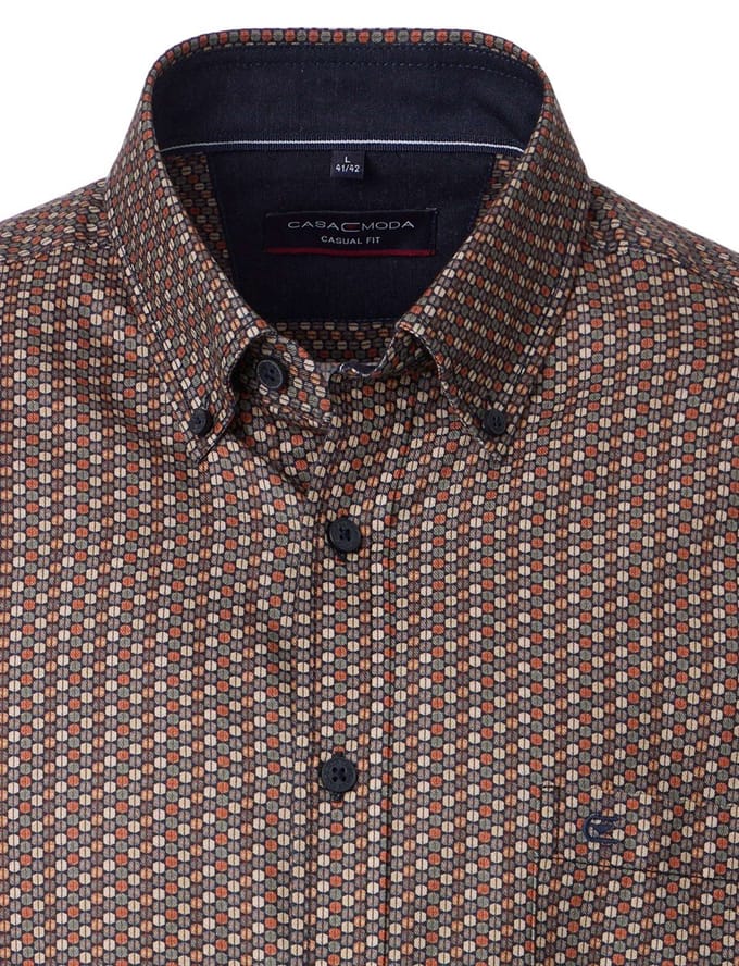 casual overhemd Casa Moda bruin
