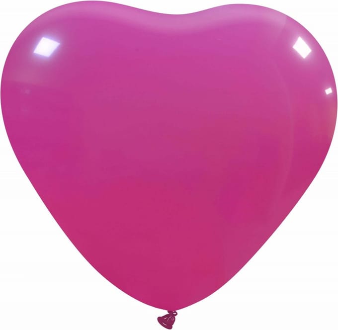 Fuchsia  Hartvormige Ballon  17 Inch (± 44cm) Latex  Fuchsia