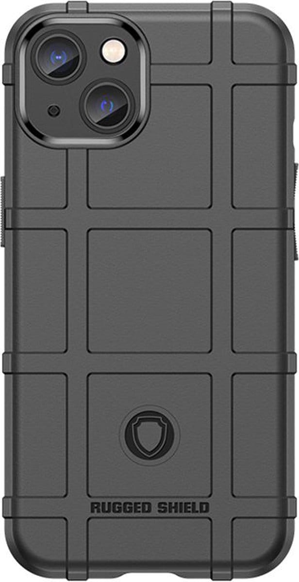 MobyDefend Hoesje - Geschikt voor iPhone 14 Plus - Rugged Shield TPU Backcover - Zwart