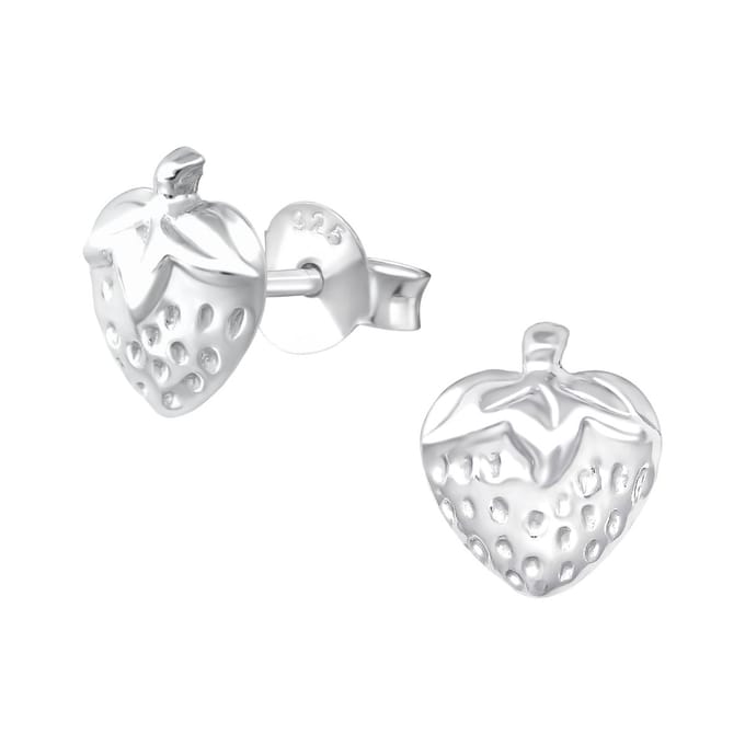 Princess Oorbellen Strawberry - 925 Zilver E-Coating - Aardbei - 8x7mm