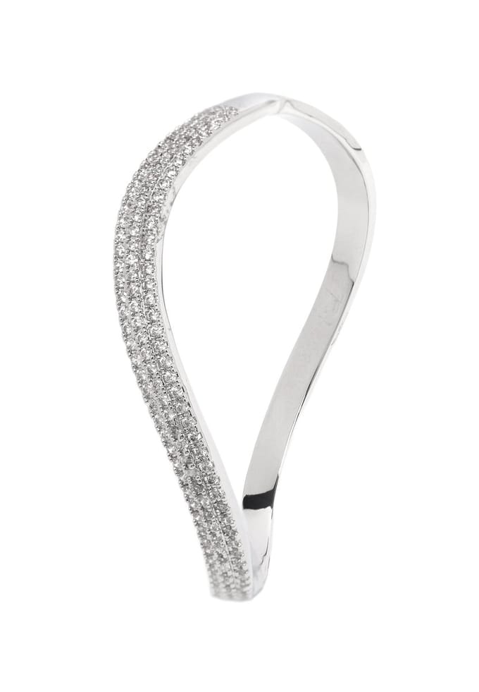 AVANT-GARDE PARIS Silver Glow bangle - open cuff met stenen - 1 stuk - rhodium plating