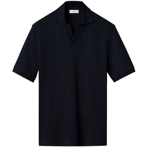 Eton Waffle Open Collar Polo Shirt Navy / male