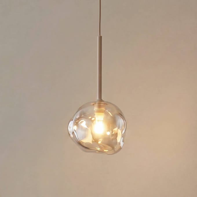 TK Lighting Hanglamp Lava, Ø 15 cm, G9, zand/cognac, glas