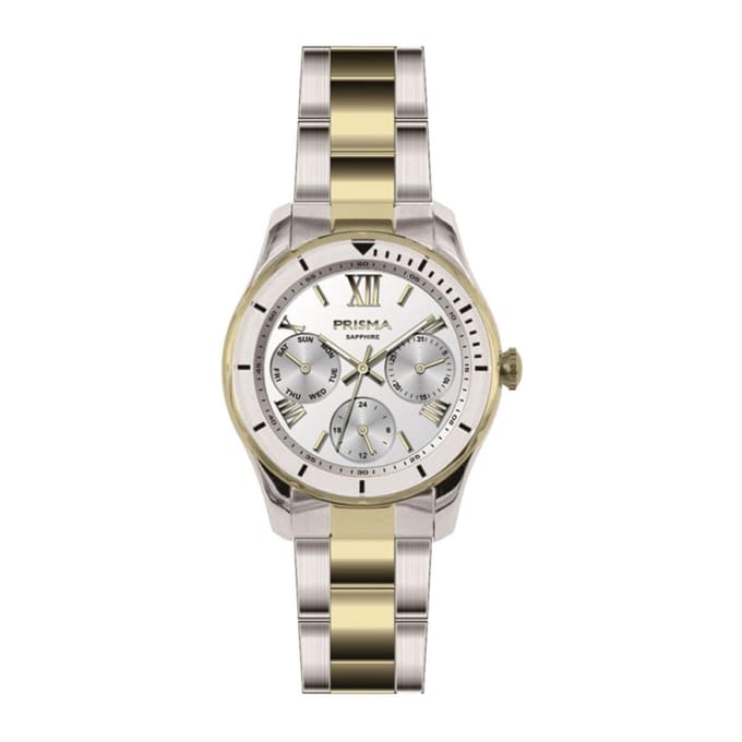 Prisma Horloge P.1893 Dames Saffier bicolor gold