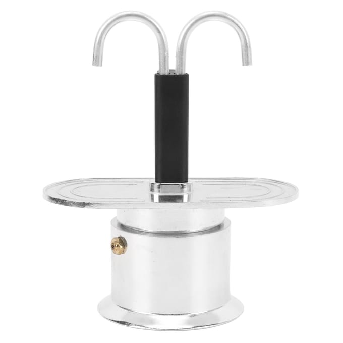 Koffiepot met dubbele kop 100 ml Aluminiumlegering DIY Mini Italiaanse Dubbele Kop Espressomaker voor Round Base white