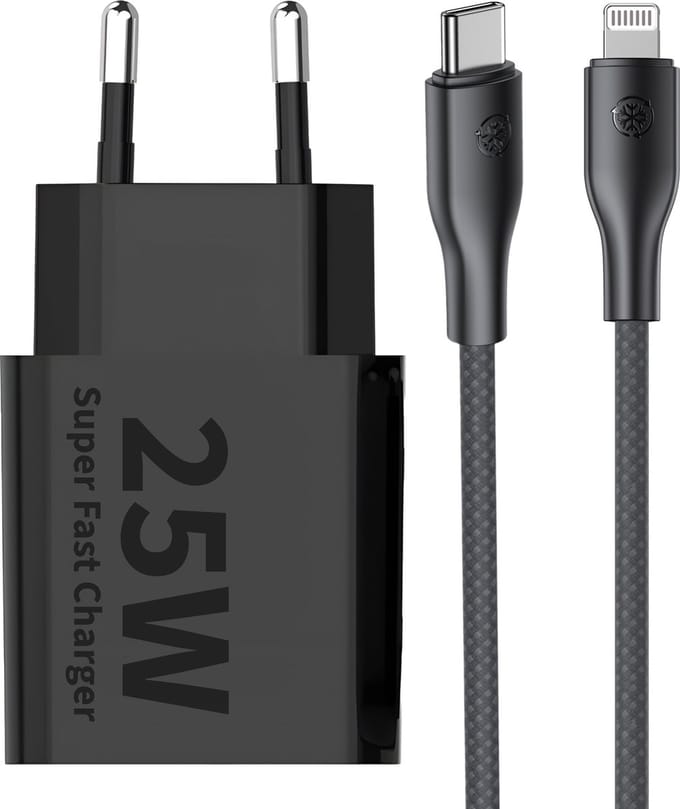 Snellader geschikt voor iPhone - 25w Oplader + usb C Lightning Kabel - Oplader geschikt voor iPad - Power Adapter - 2 Meter