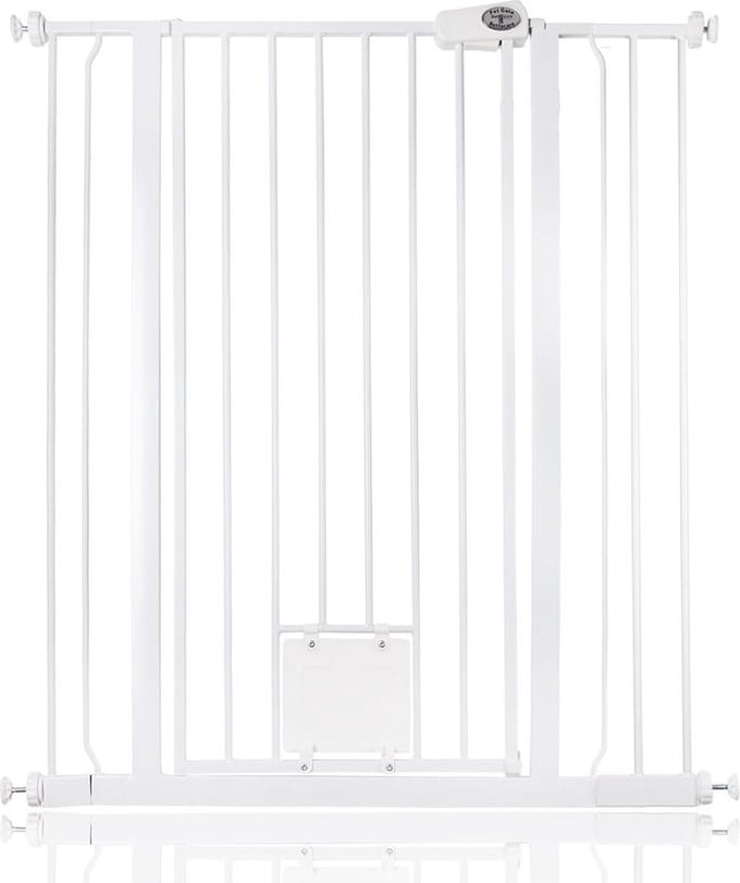 Bettacare Hoog Hek met Kattenluik, 94,3cm - 101, 9cm, Wit, 104cm Hoog