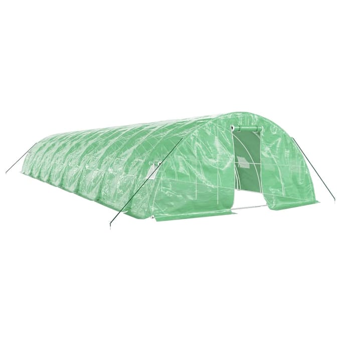 vidaXL - Tuinkas - met - stalen - frame - 80 - m² - 16x5x2,3 - m - groen