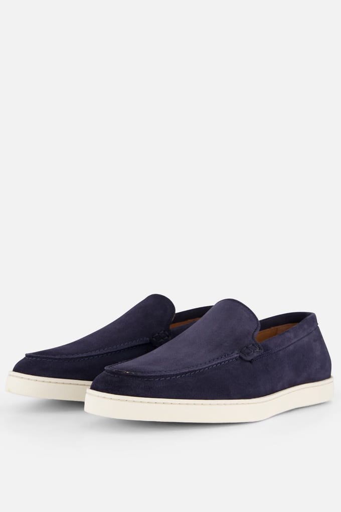 Van Lier Lugano Instappers blauw Leer - Maat 45