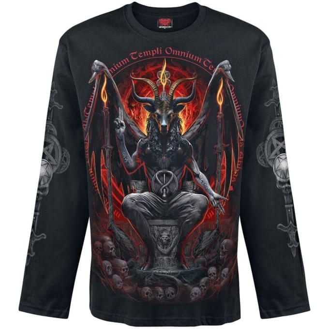 Spiral Shirt met lange mouwen - Baphomet - M - voor Mannen - zwart