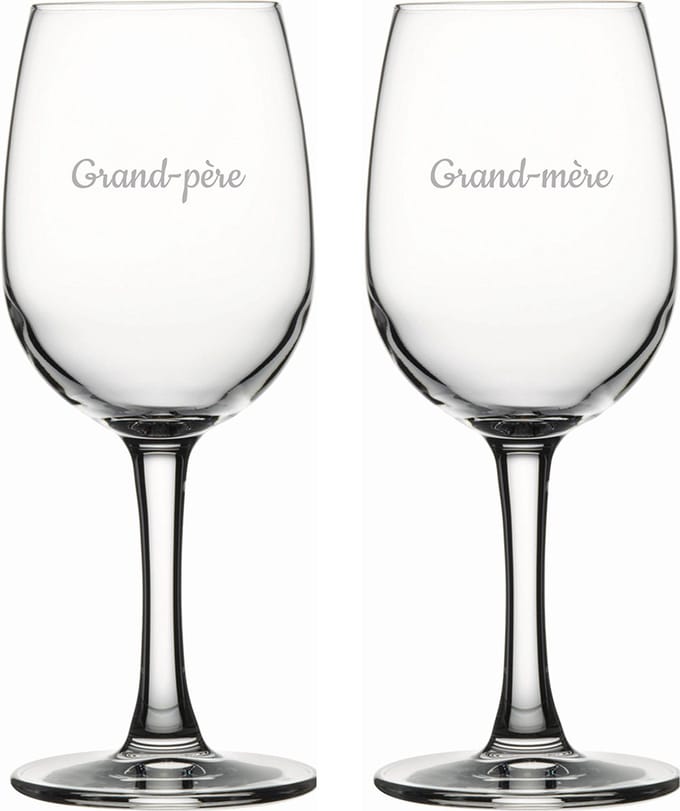 Witte wijnglas gegraveerd - 26cl - Grand-père & Grand-mère