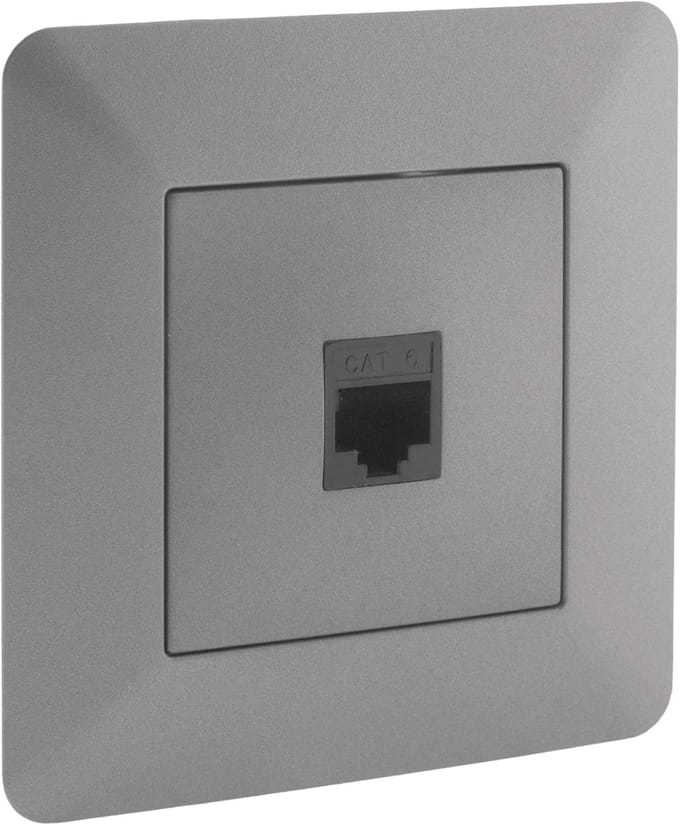 Netwerk Stopcontact - RJ45 Connector - Internet Aansluiten - Moderne Matte Afwerking - 86x86mm - Titanium