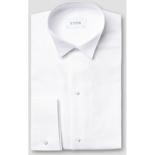 Eton Overhemd Evening Piqué Extra Long Staple Cotton French Cuffs Wing Collar Wit / male