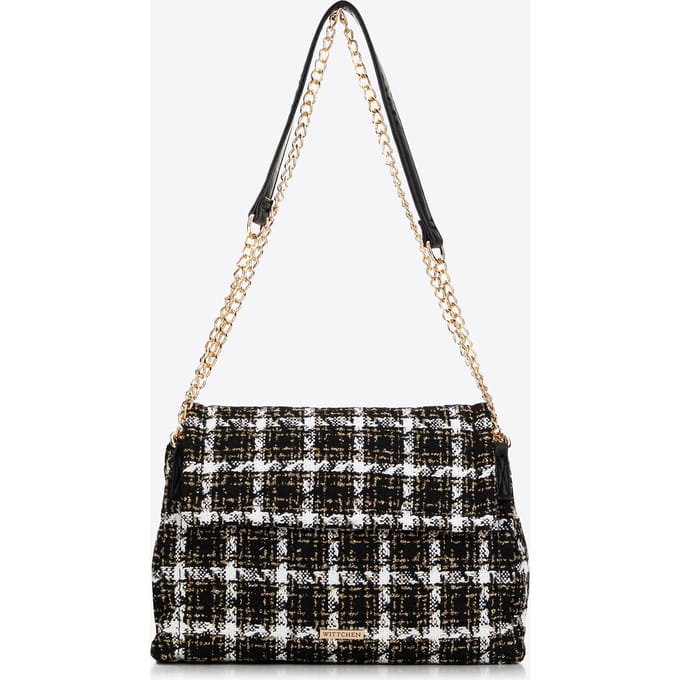Wittchen Bouclé Messenger Tas - Zwart en Wit - Polyester - Magnetische Sluiting - Logo Detail