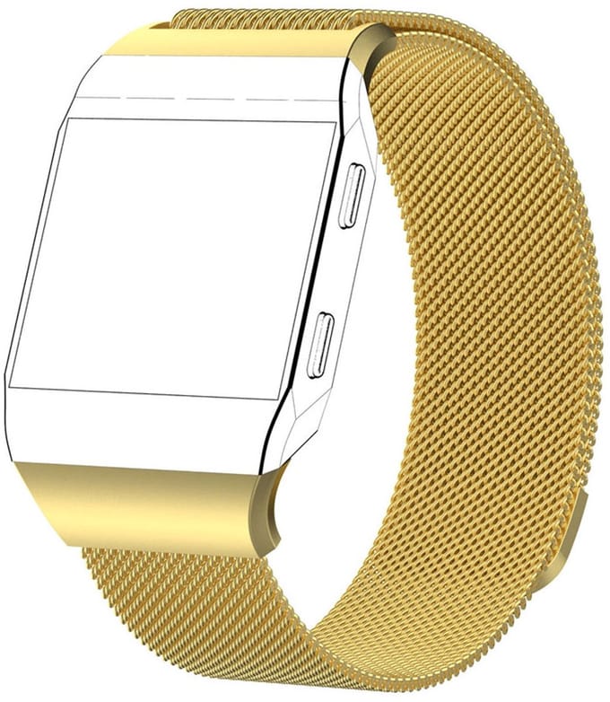 By Qubix - Compatible Fitbit bandje - Geschikt voor fitbit Ionic Milanese bandje - Maat: Small - Goud