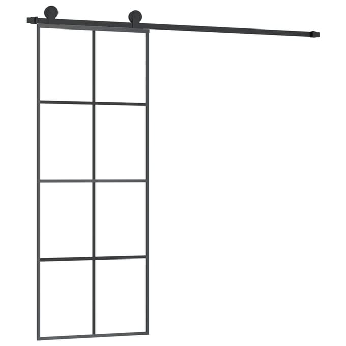 vidaXL - Schuifdeur - met - beslag - 76x205 - cm - ESG-glas - en - aluminium