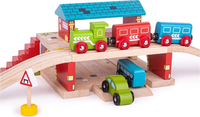 Bigjigs Wooden Rails Above Ground Train Station 5 pcs