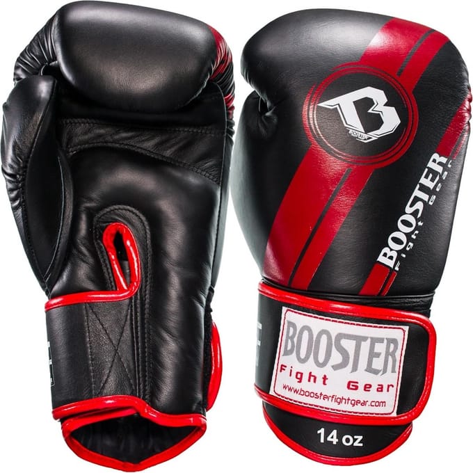 Booster BGL V3 Leren Bokshandschoenen – Zwart/Rood – 16 oz