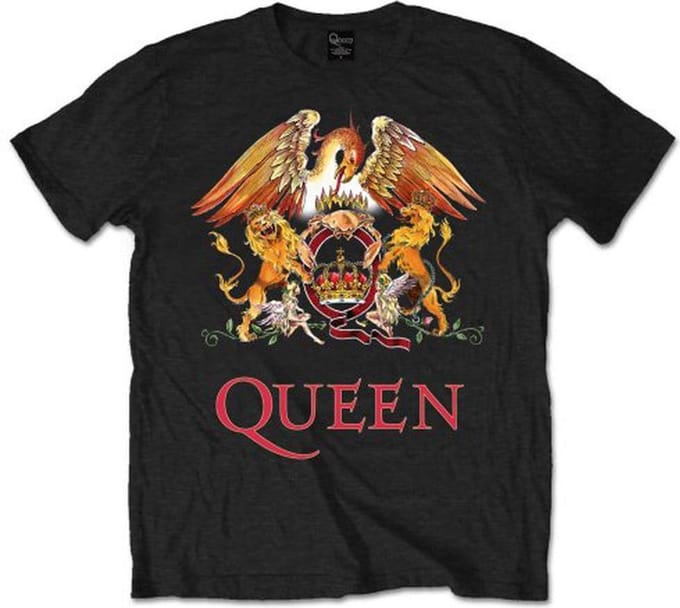 Queen - Classic Crest Heren T-shirt - M - Zwart