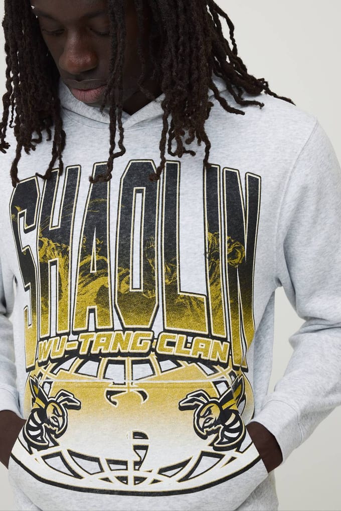 Regular Wu-Tang Gelicentieerde Print Hoodie | Grey Marl | Size Medium
