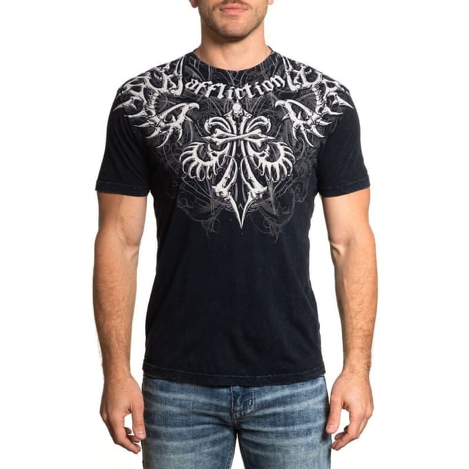 Affliction T-shirt - Skeleton S/S Tee - XL - voor Mannen - zwart