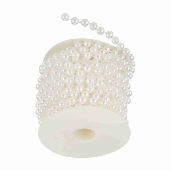 Rouleau de 10m Guirlande de Perles de Fil de Broyage Décoration de Mariage DIY 8mm White blanc