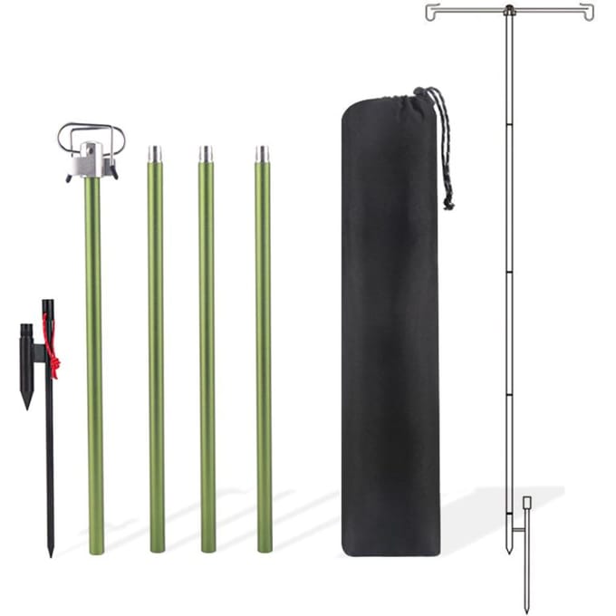 Poteau de lampe pliant en alliage d'aluminium, tige de support de lanterne réglable pour Camping randonnée pêche vert