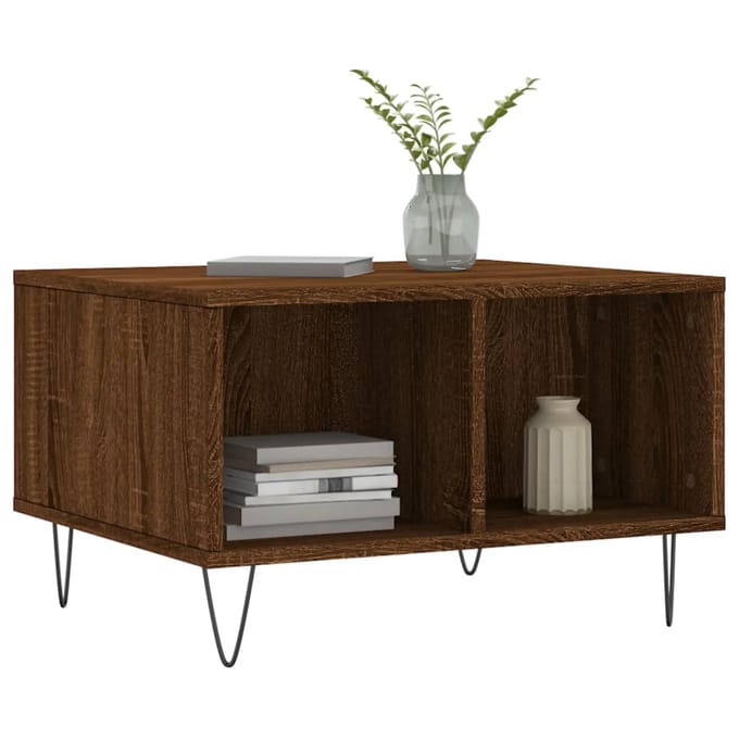 vidaXL - Salontafel - 60x50x36,5 - cm - bewerkt - hout - bruin - eikenkleur
