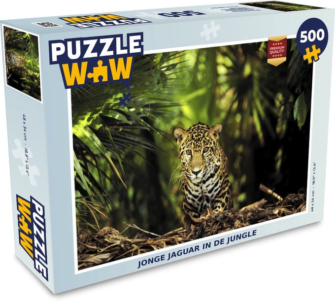 Puzzel Jonge jaguar in de jungle - Legpuzzel - Puzzel 500 stukjes