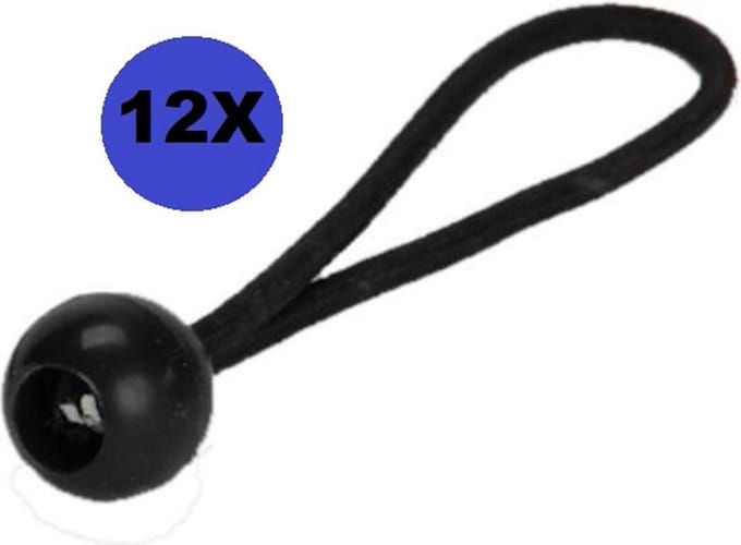 12 x Spanelastieken Bungee Ball 6 mm lengte 25 cm zwart