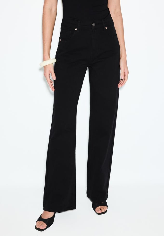 Stradivarius D92 straight wide leg jeans  Zwart 34