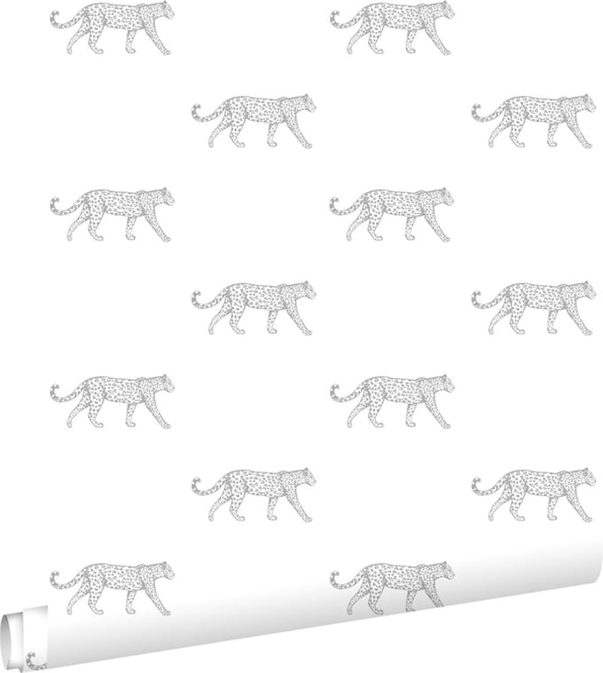 ESTAhome behang panters wit en lichtgrijs - 53 cm x 10.05 m - 139772