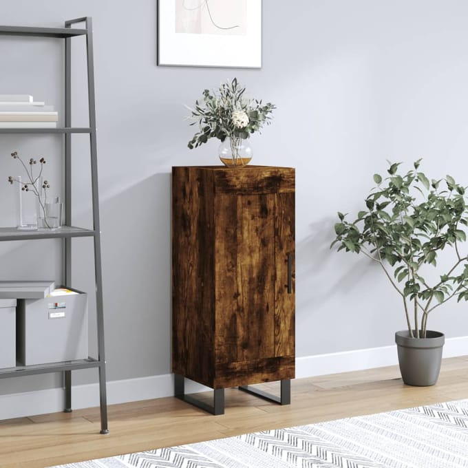 vidaXL - Dressoir - 34,5x34x90 - cm - bewerkt - hout - gerookt - eiken