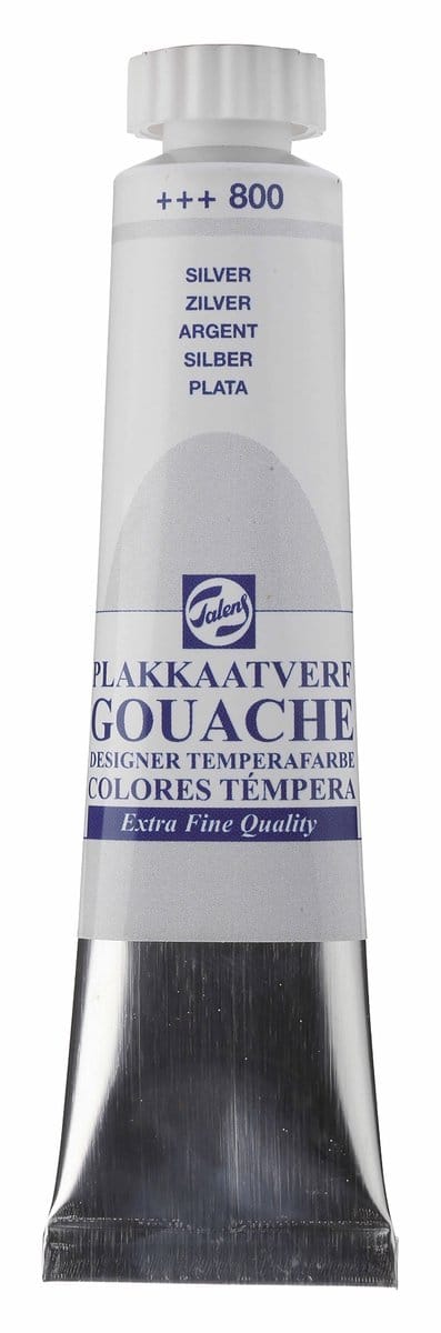 Plakkaatverf - 800 Zilver - Gouache extra fine - Talens - 20 ml