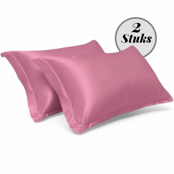 Beauty Silk - Kussenslopen - 60x70 - 2 stuks - Glans Satijn - Flamingo Roze