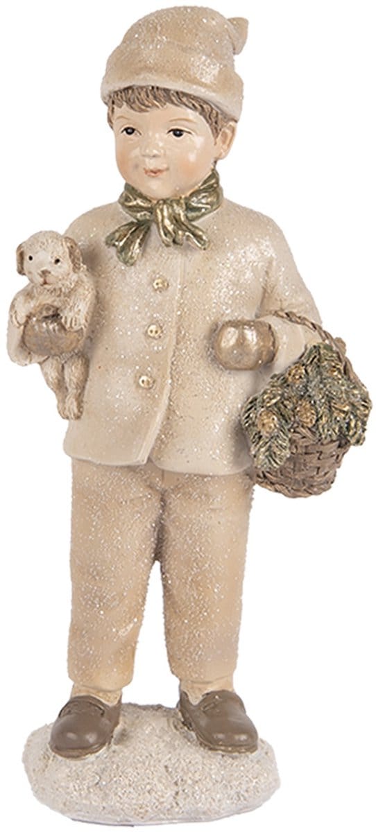Clayre & Eef Decoratie Beeld Kind 9x7x18 cm Beige Kunststof
