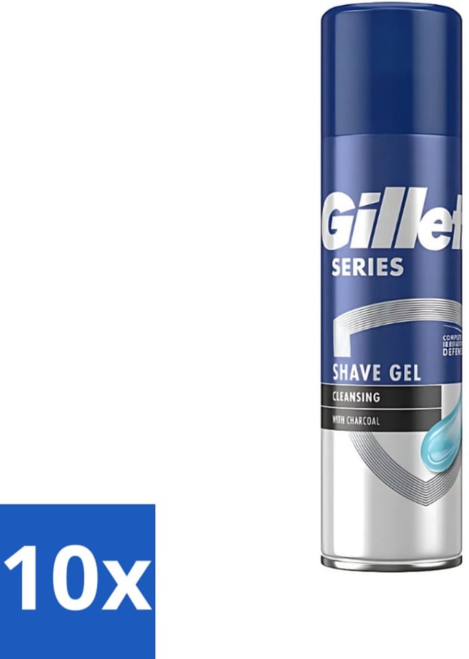 Gillette Series - Scheergel - Cleansing - Charcoal - Verfrissend en reinigend - 200 ml - Bulkverpakking - 10 stuks