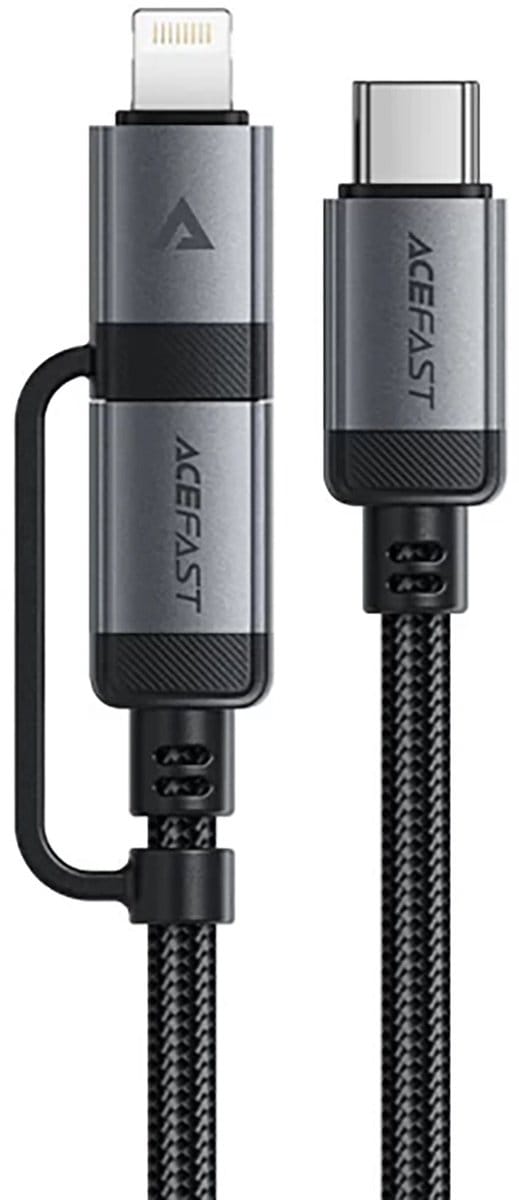 USB-C - Lightning / USB-C Acefast C20-01 Data- en Oplaadkabel, 60W, 1.2m, Zwart