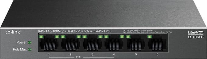 TP-Link LiteWave LS106LP - Netwerkswitch - Unmanaged - PoE - 6-Poorten