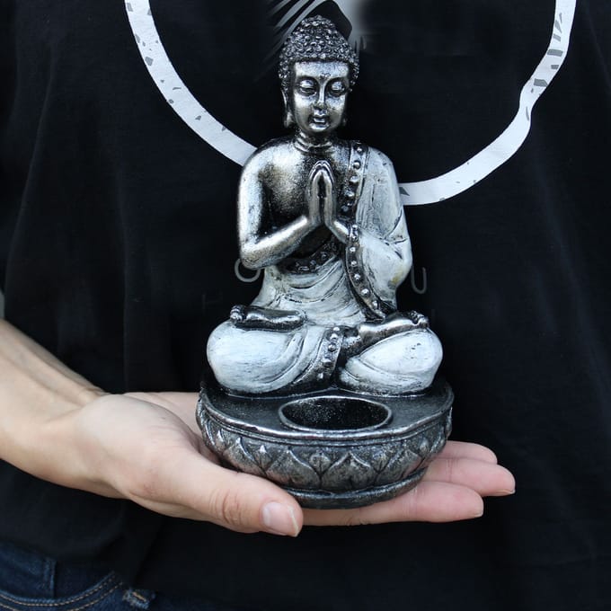 Boeddha Beeld in meditatie - Teal & Gold Buddha - Medium