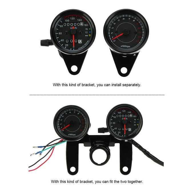 12V Motociclo 13000 RPM Tachimetro Km/h indicator van contachilometri zwart
