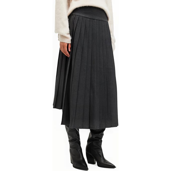 AllSaints Kaya Skirt Charcoal Grey Größe: 8 | Midiröcke Outlet | Damen | Schwarz