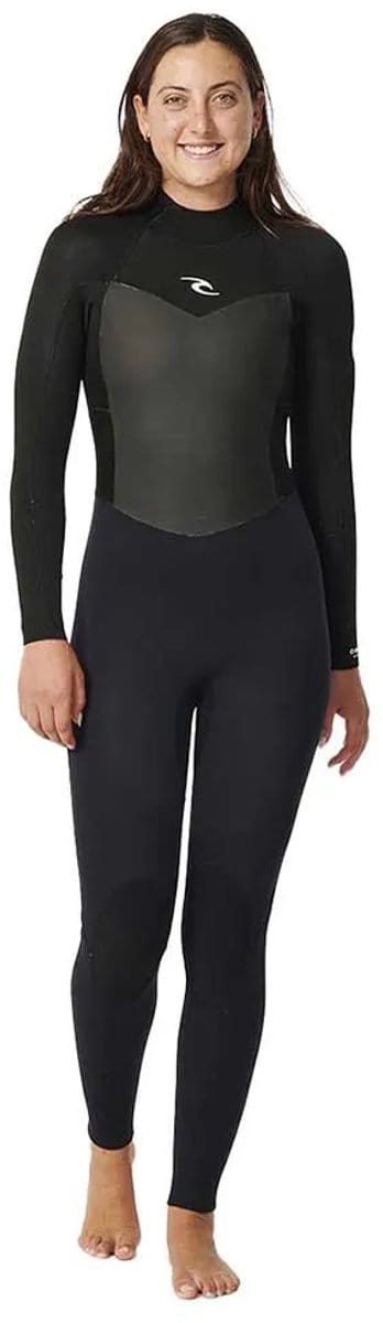 2026 Rip Curl Dames Omega 4/3mm Rug Ritssluiting Wetsuit - Blac