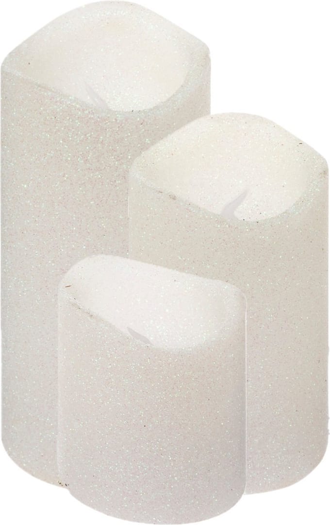Feeric lights LED stompkaarsen - 3x - wit - glitter