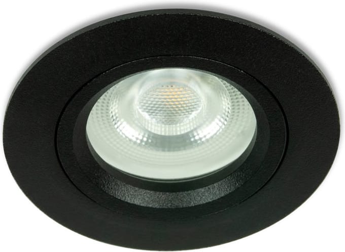 LED Mini inbouwspot Milian -Rond Zwart -Warm Wit -Dimbaar -3.6W -Star Trading LED