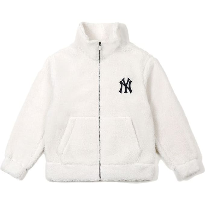 Veste MLB en polaire d'agneau à col montant Unisexe Ivoire 31JPF3061-50I S white