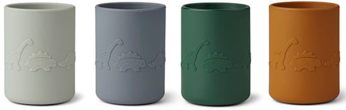 Liewood - Beker Ethan (Set van 4) - Drinkbekers - Dino Blue Multi Mix