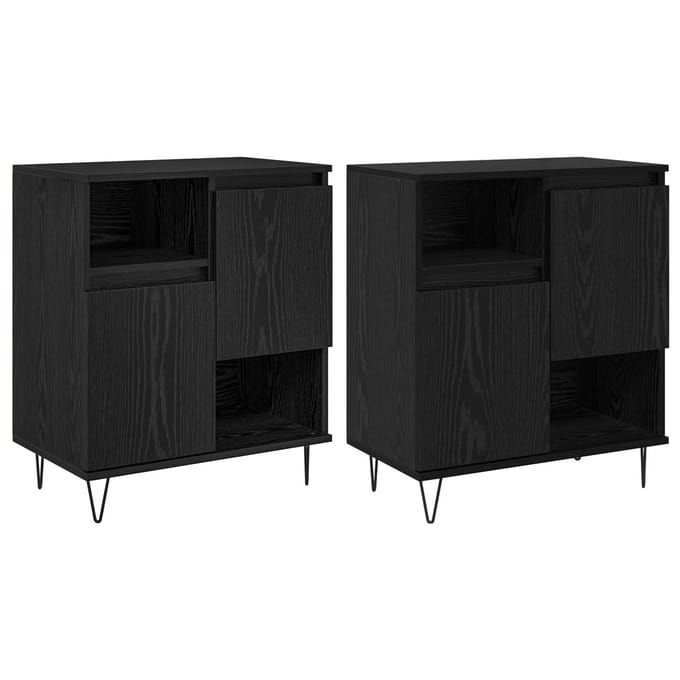 vidaXL - Dressoir - 2 - st - Zwart - Eiken - 60 - x - 35 - x - 70 - cm