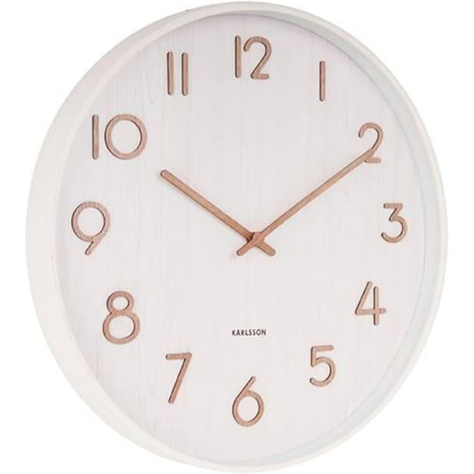 Karlsson Wandklok Pure - Wit lindehout - Medium - Ø40cm - Scandinavisch